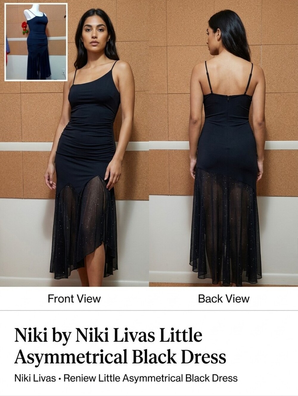 Niki by Niki Livas Little Asymmetrical Black Dress Size 4 beautiful